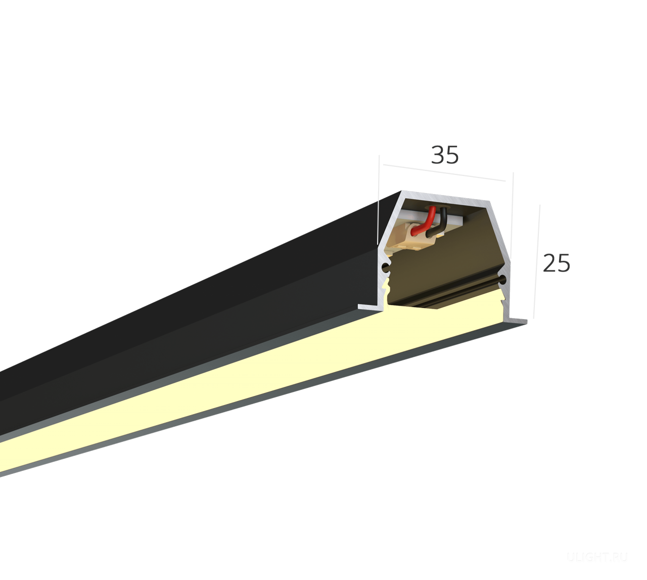 Линейный светильник HOKASU 35/25 IN noPS (RAL9005/1000mm/LT70 — 3K/22W)