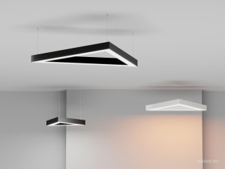 Серия функциональных подвесных Δ-образных светильников.