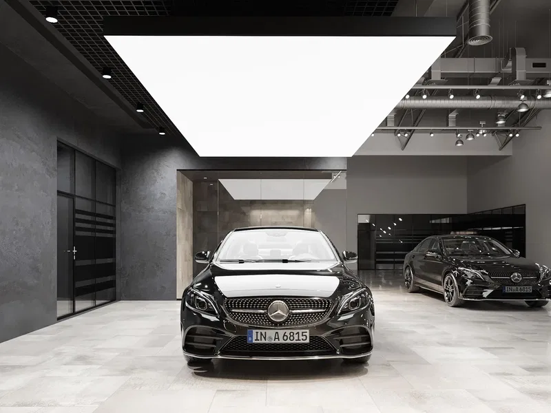 Освещение автосалона Mercedes
