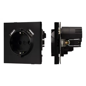 Механизм розетки с USB зарядкой SCT-TENDO-MUAA-PL-BK (230V, 16A) (Arlight, Черный)