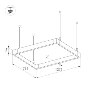 Светильник ALT-LINEAIR-RECTANGLE-FLAT-UPDOWN-DIM-1375x785-140W Warm3000 (BK, 100 deg, 230V) (Arlight, IP20 Металл, 3 года)