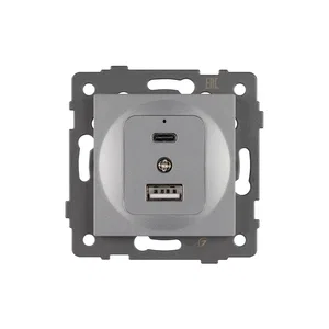 Механизм USB розетки SCT-MUAC-PL-GR-V (5V, 3A, QC4) (Arlight, -)