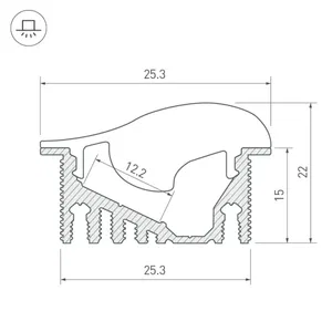 Профиль с экраном ALU-ASYMETRIC-2000 ANOD+FROST LENS (Arlight, Алюминий)