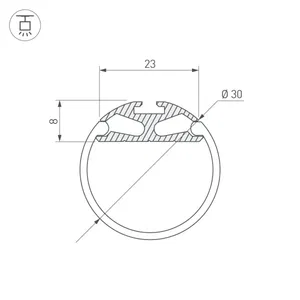 Профиль ROUND-D30-2000 ANOD (Arlight, Алюминий)