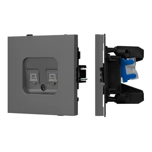 Механизм компьютерной розетки двойной SCT-TENDO-MPC2-SFPL-GR (RJ-45, CAT6) (Arlight, Матовый графитовый)