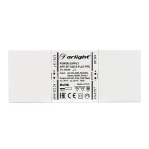 Блок питания ARV-SP-24012-FLAT-PFC (24V, 0.5A, 12W) (Arlight, IP20 Пластик, 5 лет)