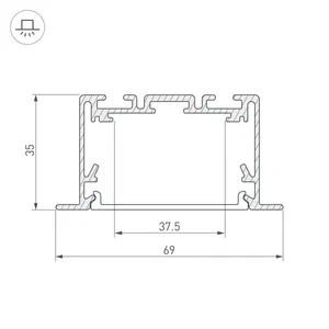 Профиль S2-LINIA69-F-2500 SEAMLESS ANOD (Arlight, Алюминий)