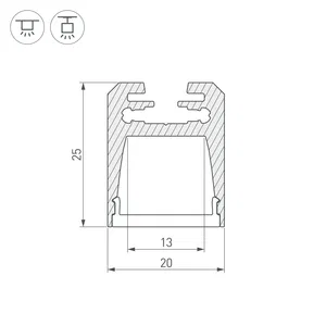 Профиль с экраном ALU-SWISS-20-2000 ANOD+FROST (Arlight, Алюминий)