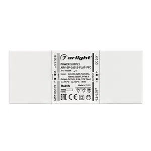 Блок питания ARV-SP-24012-FLAT-PFC (24V, 0.5A, 12W) (Arlight, IP20 Пластик, 5 лет)