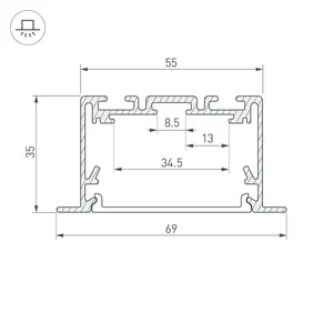 Профиль S2-LINIA69-F-2500 SEAMLESS ANOD (Arlight, Алюминий)