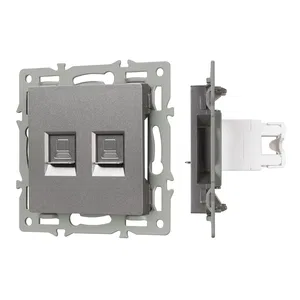 Механизм компьютерной розетки двойной SCT-MPC2-PL-GR (RJ-45, CAT6) (Arlight, -)