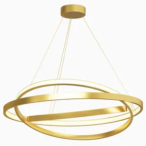 Люстра LED подвесной круг D40+50+60CM цвет золото "ГОСТИНАЯ стиль современный" 4К