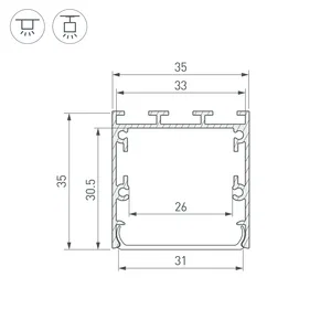 Профиль LINE-S-3535-2500 BLACK (Arlight, Алюминий)