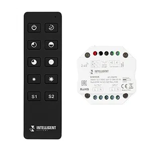 INTELLIGENT ARLIGHT Диммер SMART-SET-TRIAC-601-72-DIM-PD-IN Black (230V, 1x1.5A, ПДУ 10кн, 2.4G) (IARL, IP20 Пластик, 5 лет)