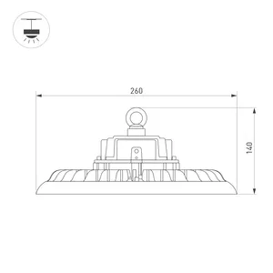Светильник SP-ARIVA-DIM-R260-100W White5000 (BK, 60 deg, 230V, 0-10V) (Arlight, IP65 Металл, 5 лет)