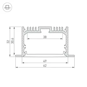 Профиль с экраном SL-LINIA62-F-2500 ANOD+OPAL (Arlight, Алюминий)
