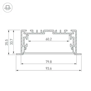 Профиль с экраном S2-LINIA94-F-2500 ANOD+OPAL (Arlight, Алюминий)