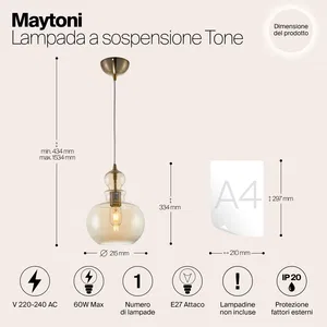 Подвесной светильник Maytoni P003PL-01BZ