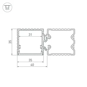 Профиль с экраном ALU-BASE-PW35S-2000 ANOD+FROST AG (Arlight, Алюминий)