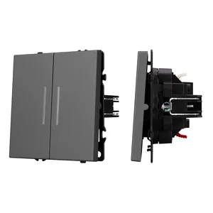 ARL NOBE Выключатель 2 кл подсветка софт-тач серый базальт SWT-MK02-SFPL-L-GR (250V, 10A) (Arlight, -)
