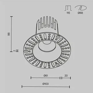 Встраиваемый светильник Technical DL121-15W-3K-TRS-B