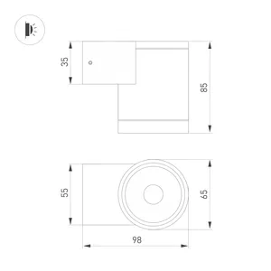 Светильник LGD-RAY-WALL-R65-9W Day4000 (GR, 23 deg, 230V) (Arlight, IP65 Металл, 3 года)