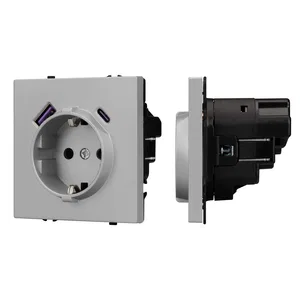 Механизм розетки с USB зарядкой SCT-NOBE-MUAC-SFPL-IS (230V, 16A) (Arlight, Никель)