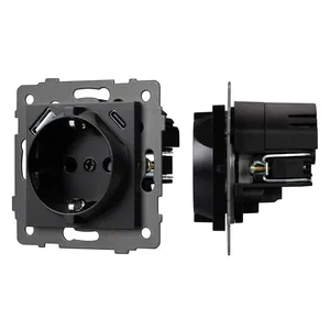 Механизм розетки с USB зарядкой SCT-MUAC-PL-BK-V (250V, 16A) (Arlight, -)