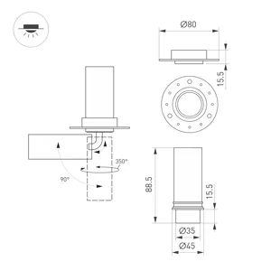 Светильник SP-NUANCE-TRIMLESS-PULL-R35-7W Day4000 (WH, 36 deg, 230V) (Arlight, IP40 Металл, 5 лет)