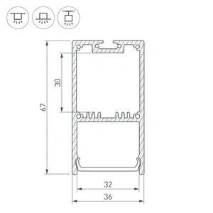 Профиль с экраном SL-LINE-3667-2500 ANOD+OPAL (Arlight, Алюминий)