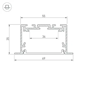 Профиль S2-LINIA69-F-2500 SEAMLESS BLACK (Arlight, Алюминий)