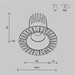 Встраиваемый светильник Technical DL121-15W-3K-TRS-B