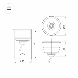 Светильник KT-AQUA-R45-3W White6000 (SL, 45 deg, 12V) (Arlight, Герметичный)