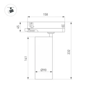 Светильник LGD-GERA-4TR-R90-30W Warm3000 (WH, 55 deg, 230V) (Arlight, IP20 Металл, 5 лет)