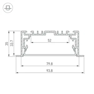 Профиль с экраном S2-LINIA94-F-2500 ANOD+OPAL (Arlight, Алюминий)