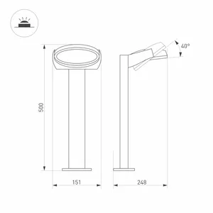 Светильник LGD-EYE-BOLL-H500-6W Warm3000 (GR, 117 deg, 230V) (Arlight, IP54 Металл, 3 года)