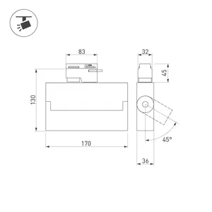Светильник LGD-LOFT-TRACK-4TR-S170-10W Warm3000 (WH, 24 deg) (Arlight, IP20 Металл, 3 года)