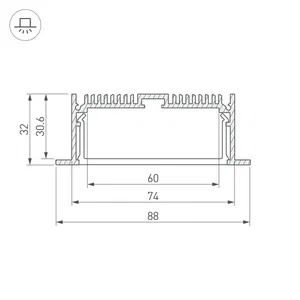 Профиль с экраном SL-LINIA88-F-2500 ANOD+OPAL (Arlight, Алюминий)