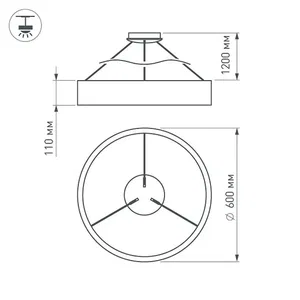 Светильник SP-TOR-RING-HANG-R600-42W Warm3000 (BK, 120 deg) (Arlight, IP20 Металл, 3 года)