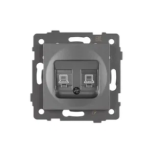 Механизм компьютерной розетки двойной SCT-MPC2-PL-GR-V (RJ-45, CAT6) (Arlight, -)
