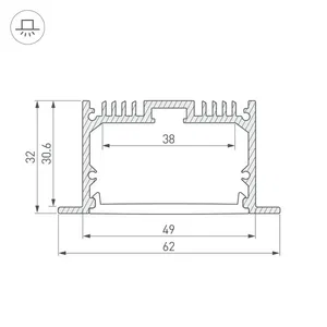 Профиль с экраном SL-LINIA62-F-2500 ANOD+OPAL (Arlight, Алюминий)