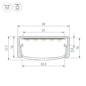 Профиль ARH-WIDE-W39-2000 ANOD (Arlight, Алюминий)
