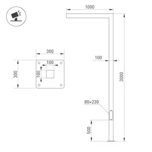 Опора-светильник OXOR-STER-G45-1000x100x100-L3000-36W Warm3000 (BK, 230V) IP65 (Arlight, -)