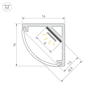 Профиль SL-KANT-H16-2000 BLACK (Arlight, Алюминий)