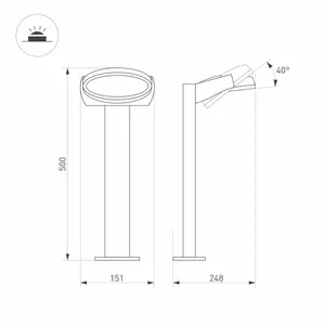 Светильник LGD-EYE-BOLL-H500-6W Warm3000 (GR, 117 deg, 230V) (Arlight, IP54 Металл, 3 года)