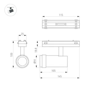Светильник MAG-VIBE-SPOT-ZOOM-R47-10W Warm3000 (BK, 20-55 deg, 48V) (Arlight, IP20 Металл, 5 лет)