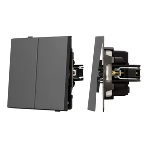 Механизм выключателя двухклавишный проходной SWT-TENDO-MKP2-SFPL-GR (230V, 10A) (Arlight, Матовый графитовый)