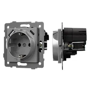Механизм розетки с USB зарядкой SCT-MUAC-PL-GR-V (250V, 16A) (Arlight, -)