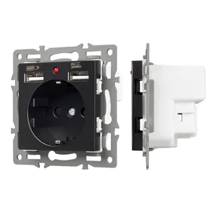 Механизм розетки с USB зарядкой SCT-MUAA-PL-BK (250V, 16A) (Arlight, -)