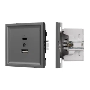Механизм USB розетки SCT-TENDO-MUAC-SFPL-GR (5V, 3A, QC3) (Arlight, Матовый графитовый)